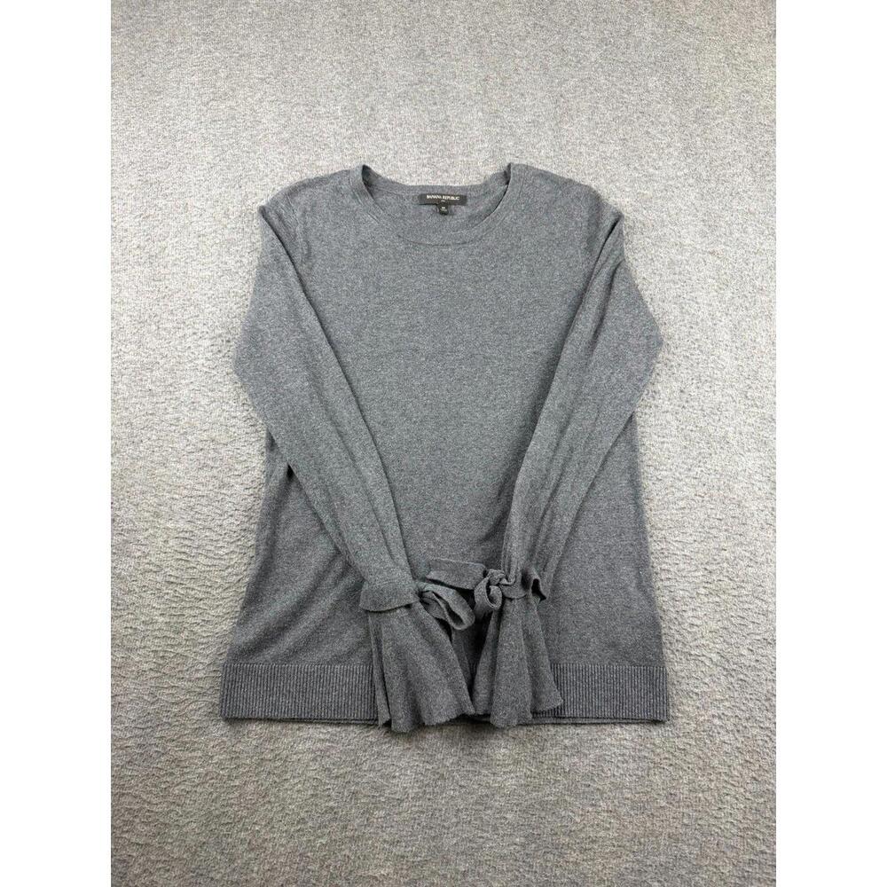Banana Republic Gray Knit Tie Waist Knot Front Sweater Women’s Size M‎ Soft